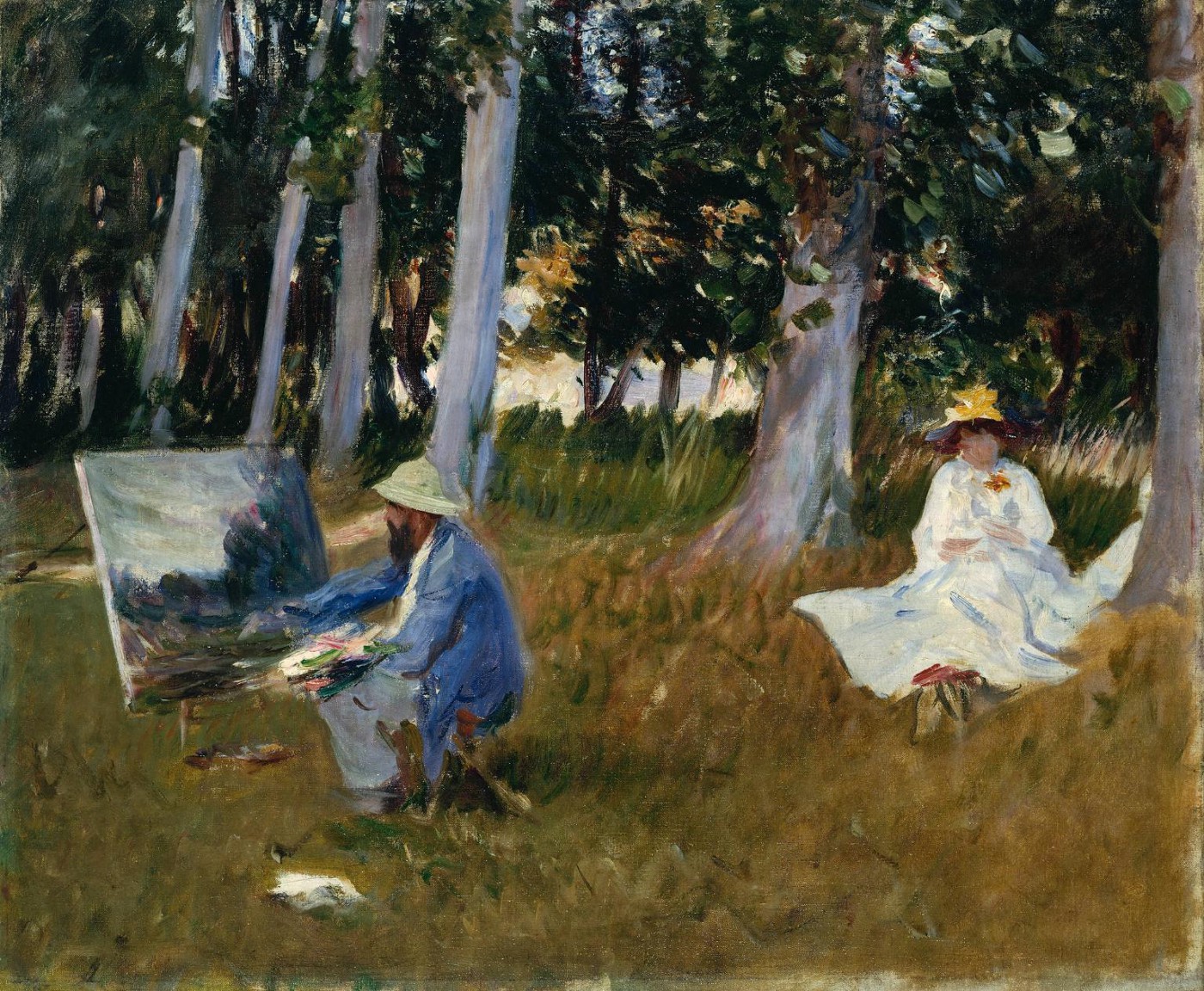 Claude Monet Painting by the Edge of a Wood (1885) by John Singer Sargent. Oil on canvas. 54.0 Г— 64.8 cm. Tate Gallery, London.