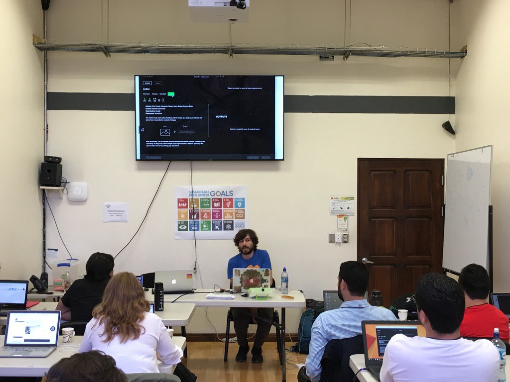 Gene Kogan and Andreas Refsgaard using Runway to teach at the Copenhagen Institute of Interaction Design Summer School in Costa Rica